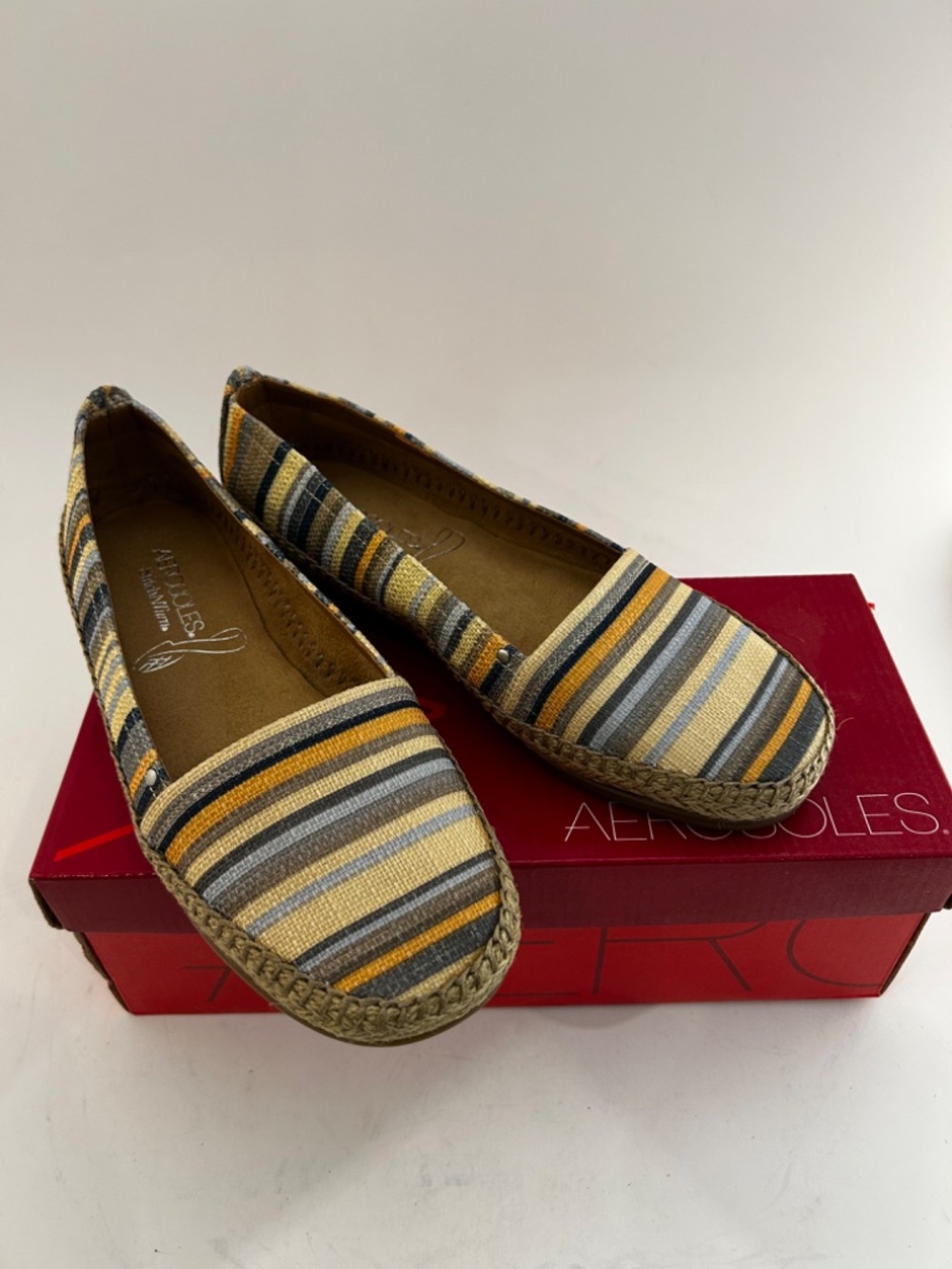 Aerosoles Solitaire Espadrille Flats – Green Multi Stripe – Size 7.5 – NIB